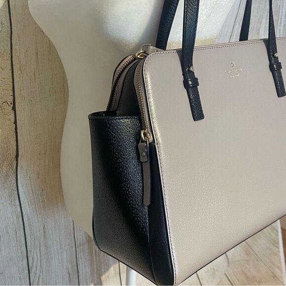 KATE SPADE Grand Street Colorblock Lydia hand bag tote bag tan black - Picture 6 of 16